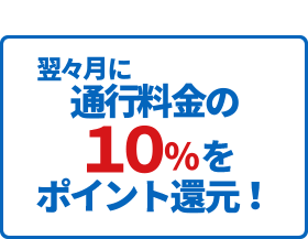 翌々月に通行料金の10％をポイント還元！